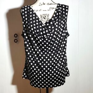 Star Vixen - Women's Polka Dot Dress Top Blouse Black & white sleeveless Sz.XL